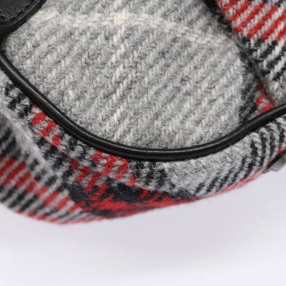 BURBERRY Nova Check Blue Label Chain Hand Bag Wool Gray Auth 92080 - Picture 14 of 16